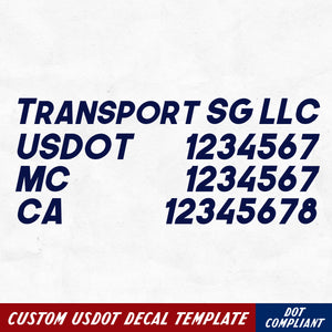 company name usdot mc ca number cab set