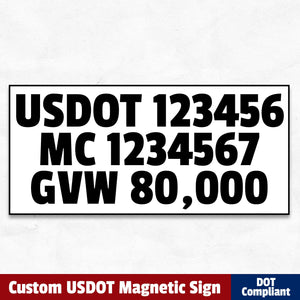 usdot mc gvw magnetic sign