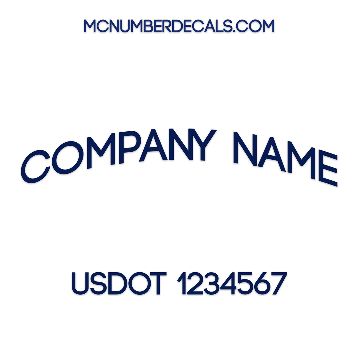 arched business name decal with us dot number 