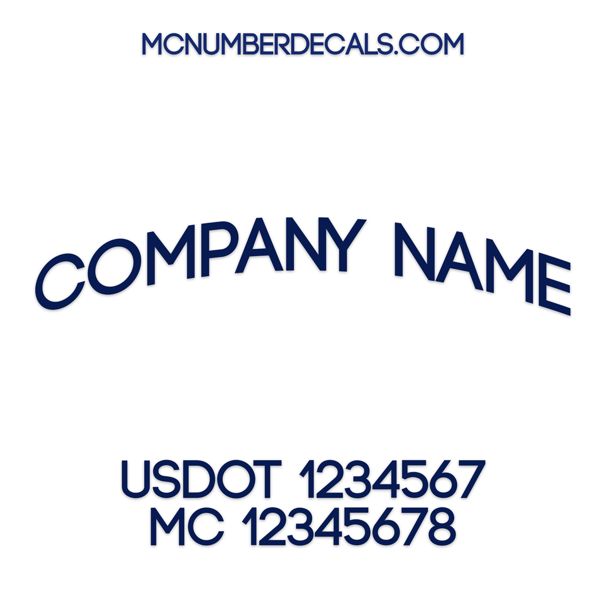 arched company name decal with usdot, mc