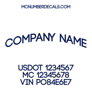 Company Name Truck Decal with Regulation Lines