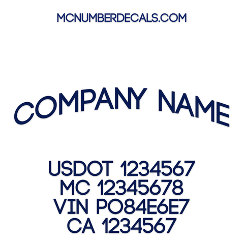 Company Name Truck Decal with Regulation Lines