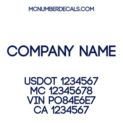 Company Name Truck Decal with Regulation Lines