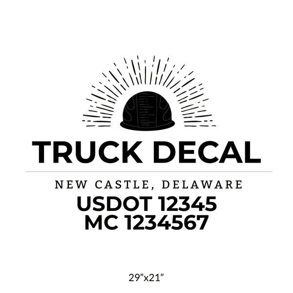 truck door decal with USDOT, MC