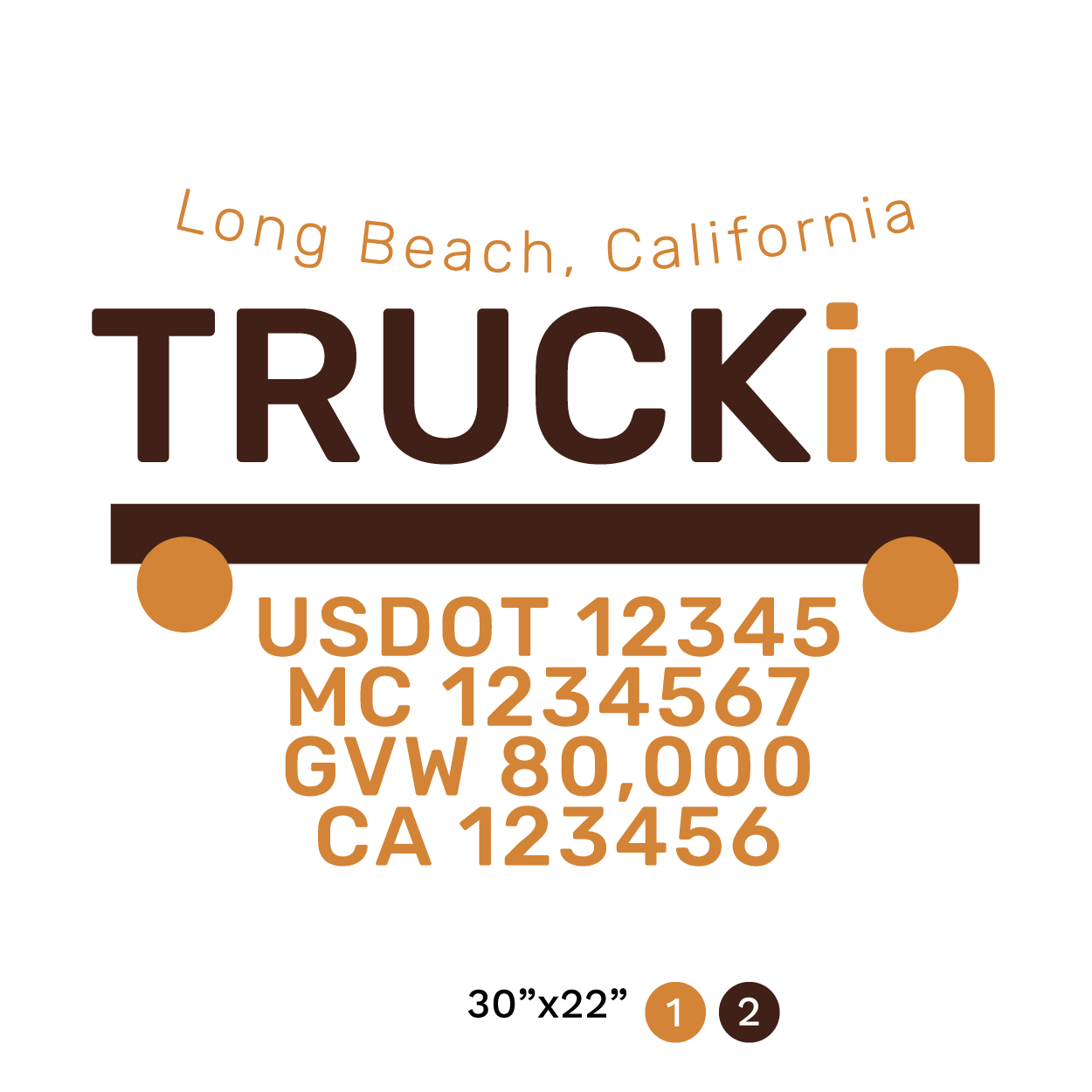 truck door decal with USDOT, MC, GVW, CA