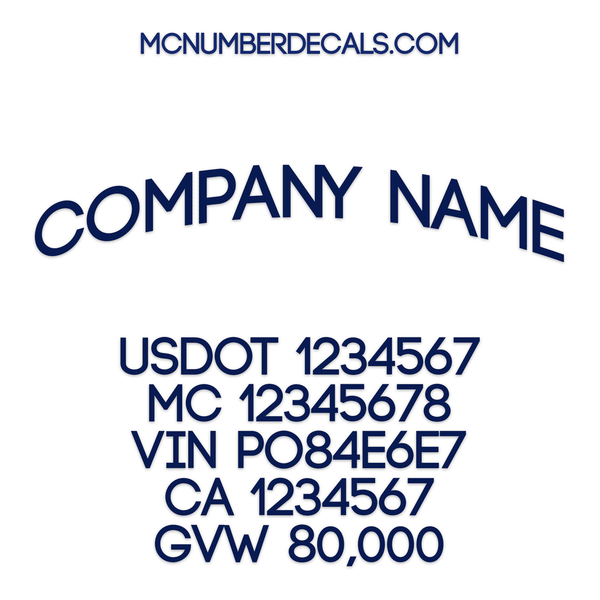 Company Name Truck Decal with Regulation Lines