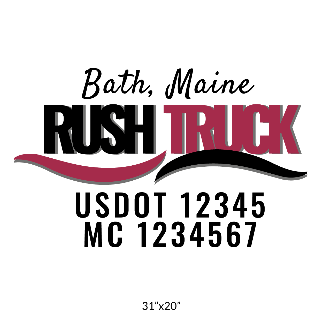 truck door decal with USDOT, MC