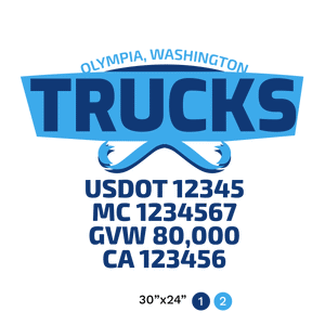 truck door decal with USDOT, MC, GVW, CA