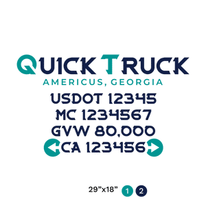 truck door decal with USDOT, MC, GVW, CA