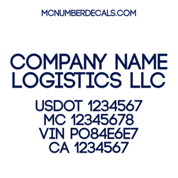 Company Name Truck Decal with Regulation Lines