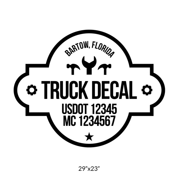 truck door decal with USDOT, MC