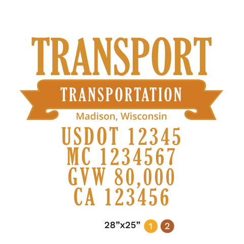 truck door decal with USDOT, MC, GVW, CA