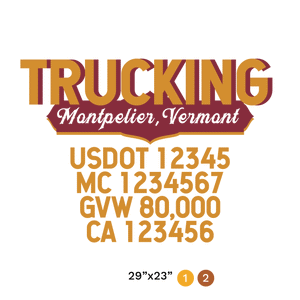 truck door decal with USDOT, MC, GVW, CA