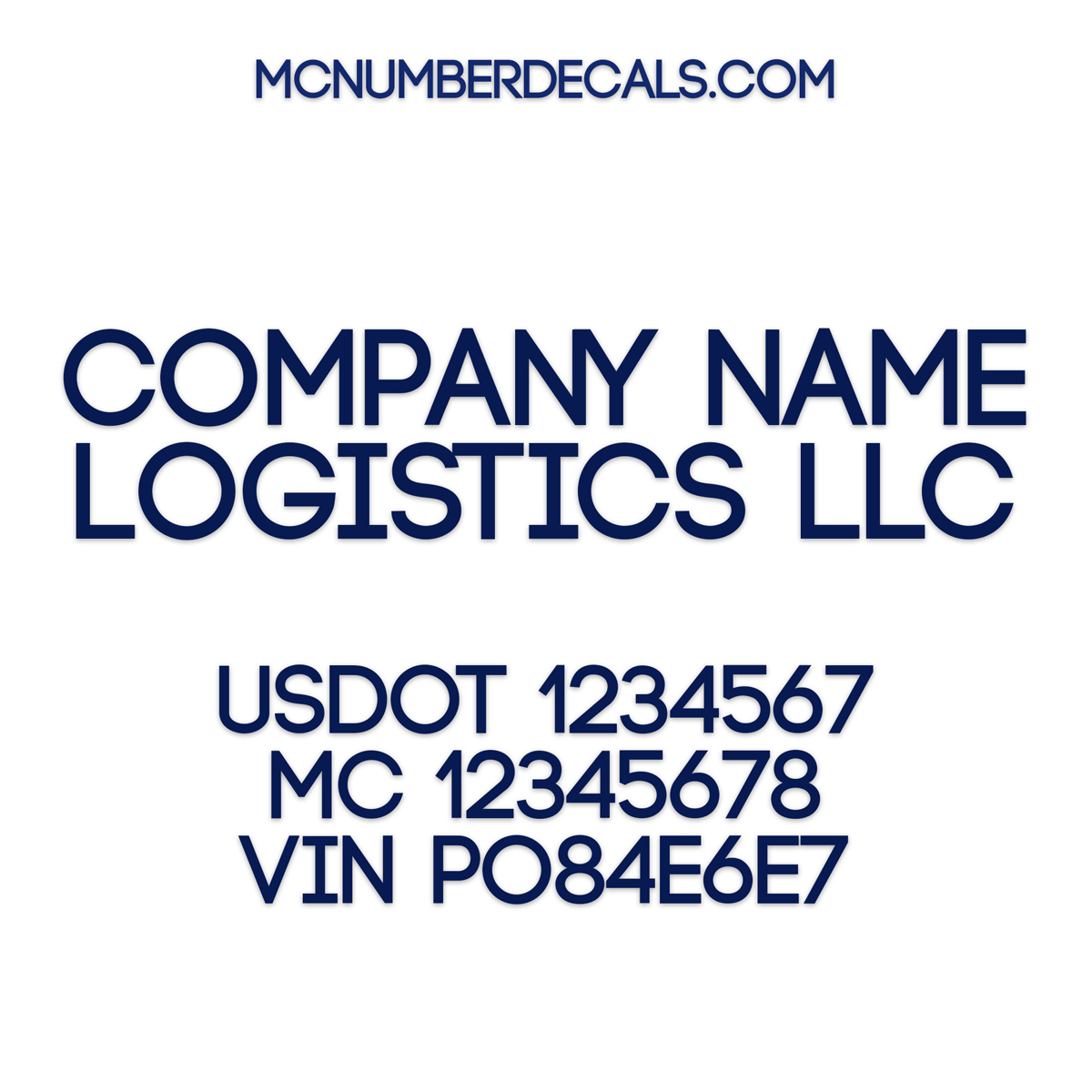 Company Name Truck Decal with Regulation Lines