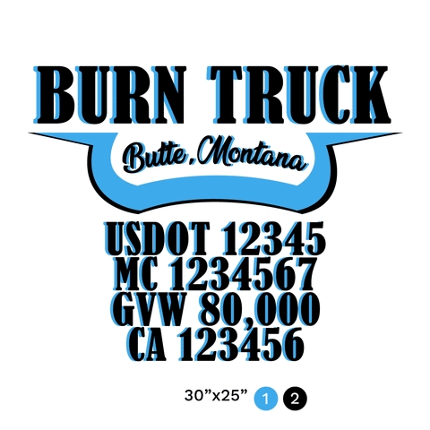 truck door decal with USDOT, MC, GVW, CA