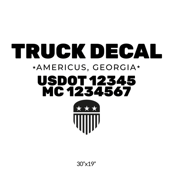 truck door decal with USDOT, MC