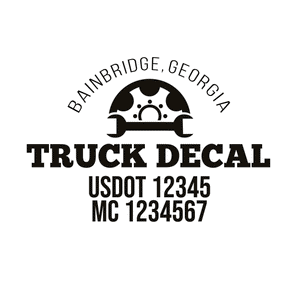 truck door decal with USDOT, MC