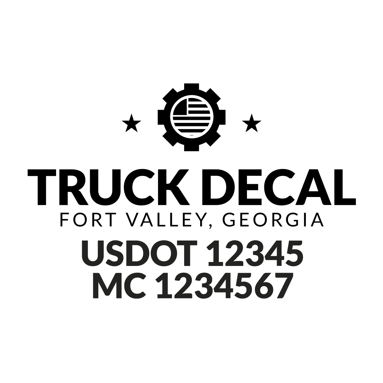 truck door decal with USDOT, MC