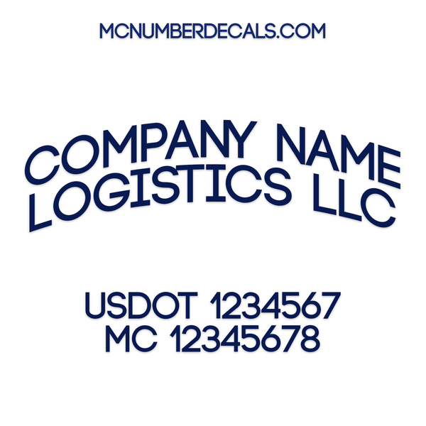 curved company name decal with usdot, mc