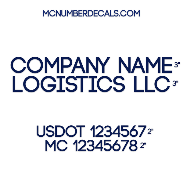 Business Name Decal + 2 Regulation Numbers or Location (USDOT), 2 Pack