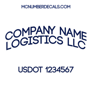 arched two line company name decal with usdot