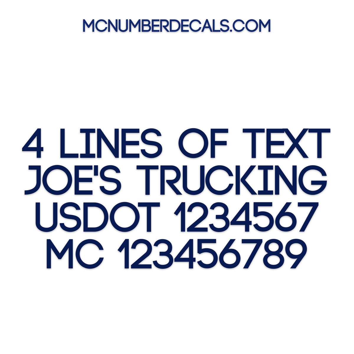 4 lines of text truck decal usdot mc