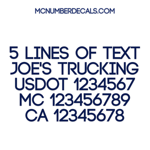 5 lines of text truck decal 