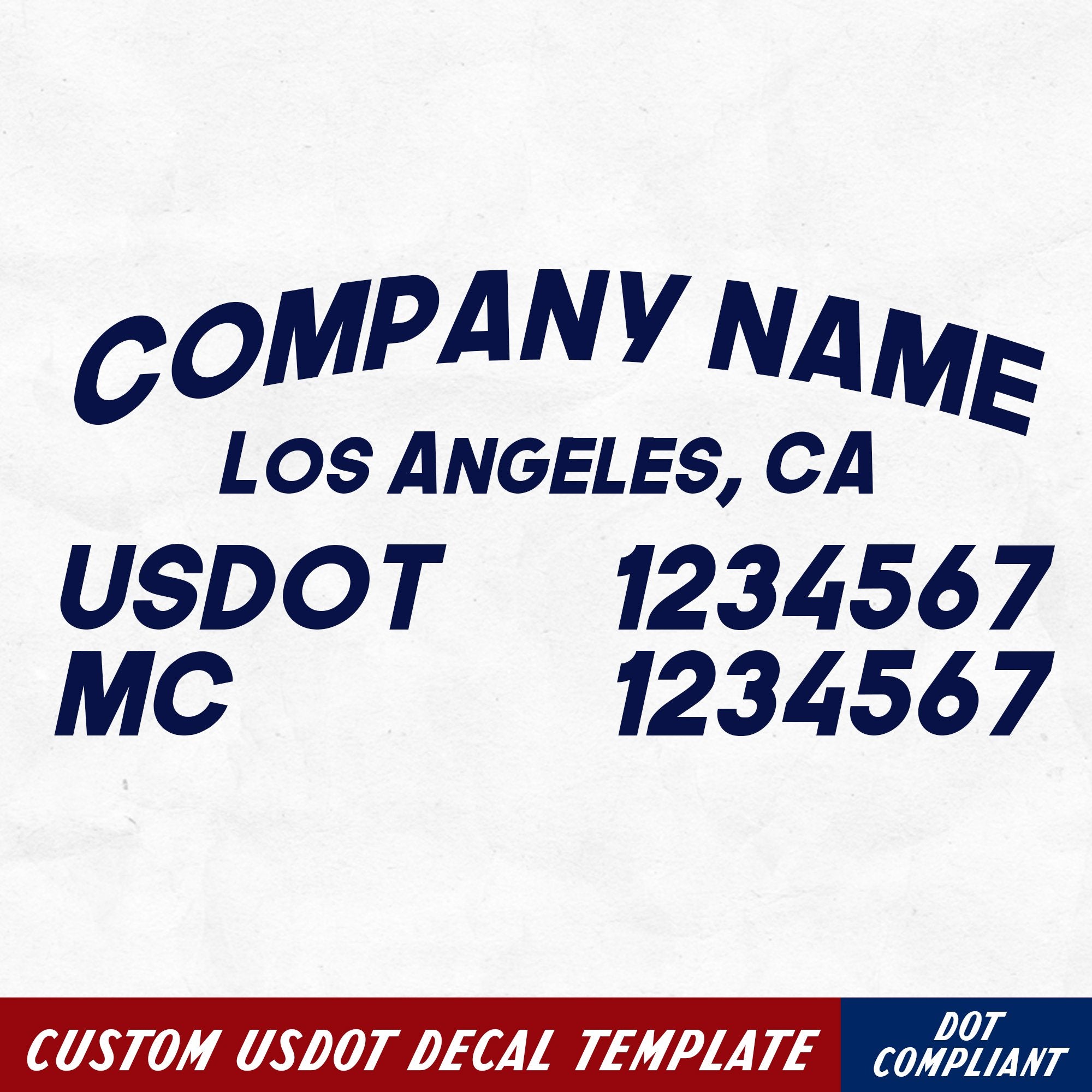 arched company name, location, usdot & mc decal sticker