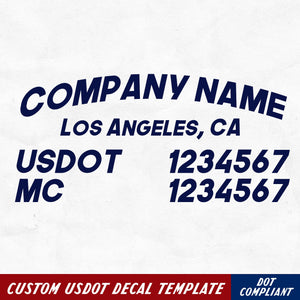 arched company name, location, usdot & mc decal sticker