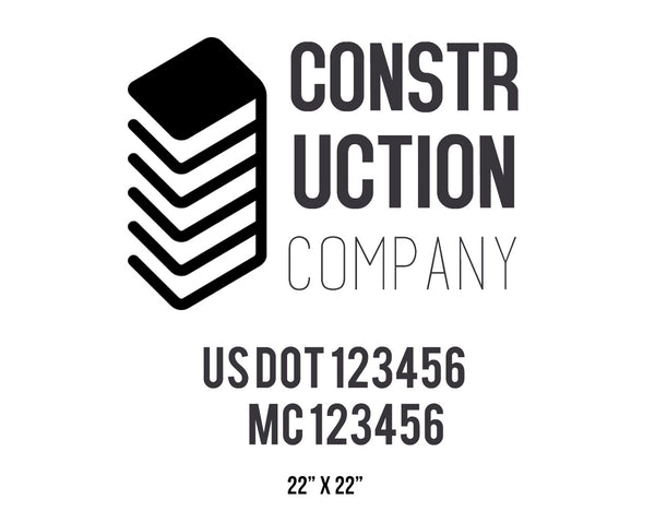 Construction & Contractor Company Name Truck Decal, 2 Pack