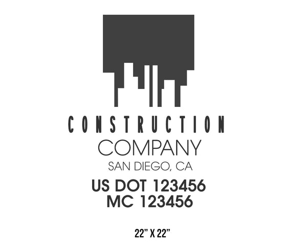 Construction company truck decal