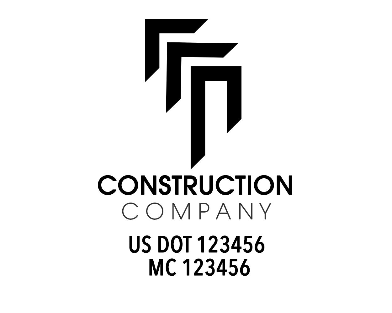 Construction company truck decal