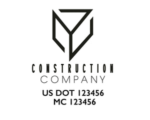 Construction company truck decal