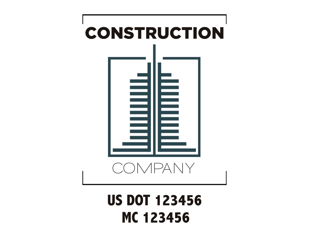 Construction company truck decal