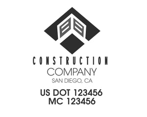 Construction company truck decal