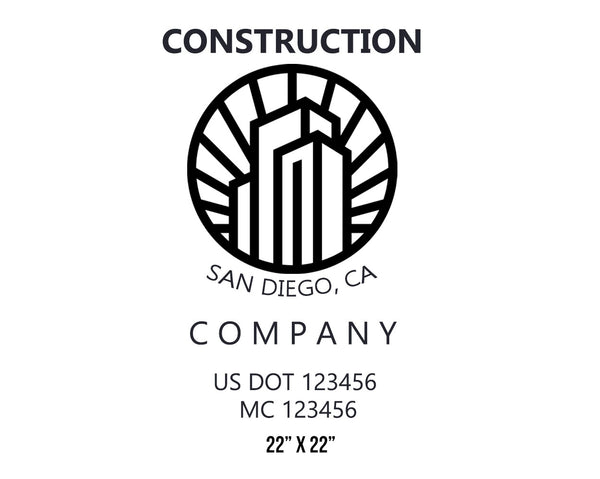 Construction company truck decal