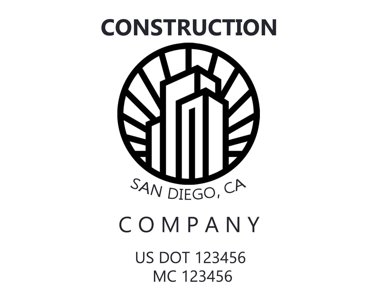 Construction company truck decal