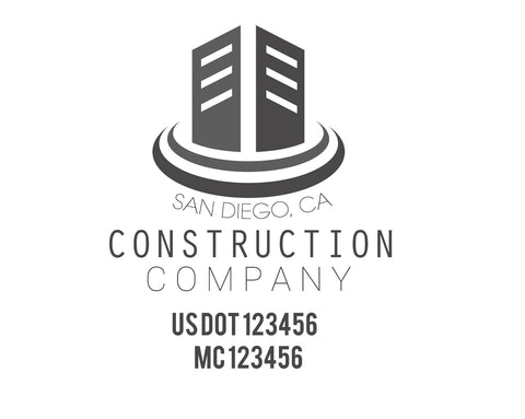 Construction company truck decal