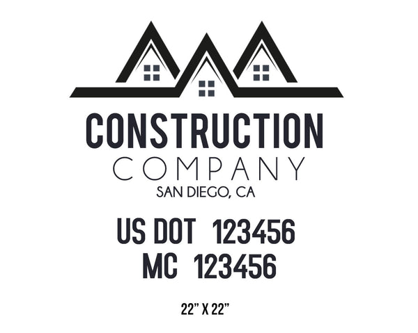 Construction company truck decal