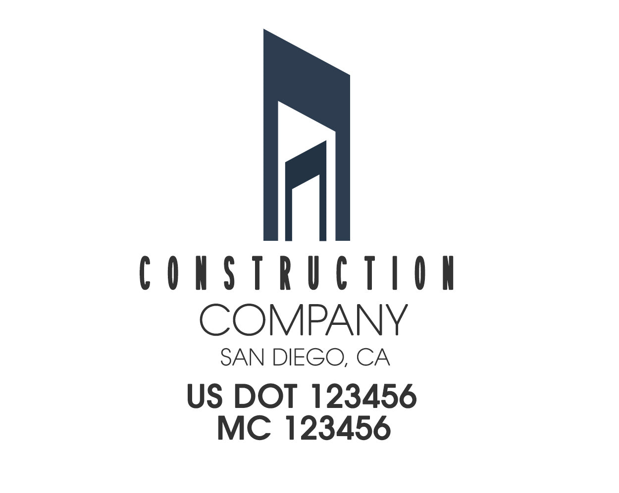 Construction company truck decal