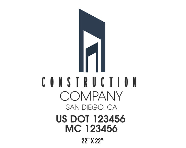 Construction company truck decal