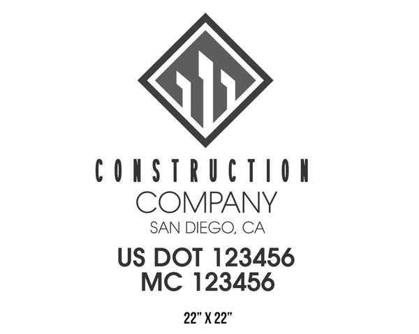 Construction company truck decal