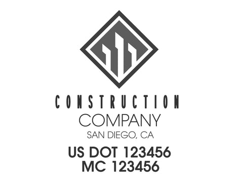 Construction company truck decal