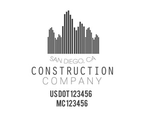 Construction company truck decal