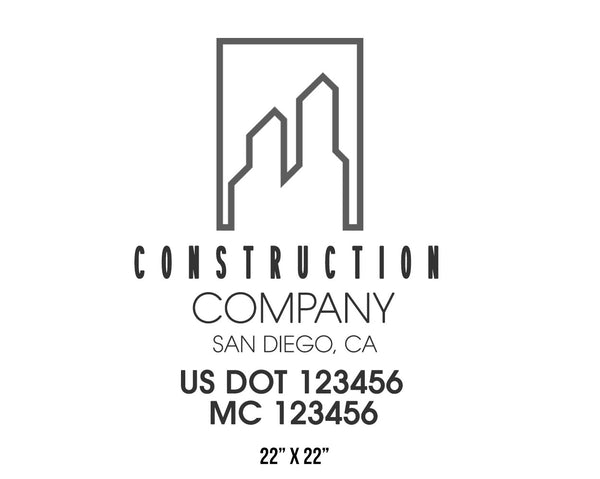 Construction company truck decal