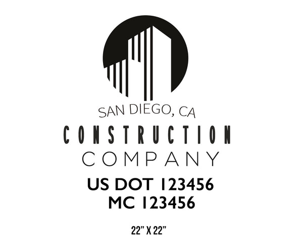 Construction company truck decal