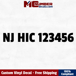 NJ HIC number decal