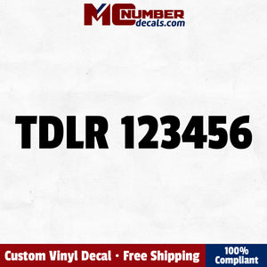 TDLR number decal