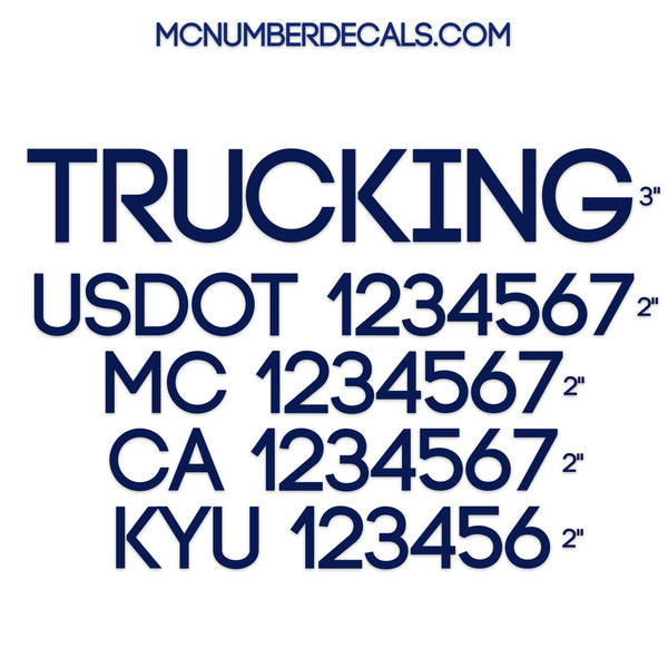 trucking company name with usdot mc ca kyu decal