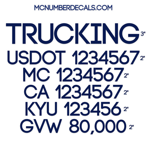 trucking company name with usdot mc ca kyu gvw decal sticker